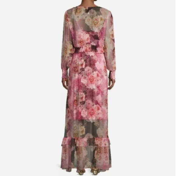 Johnny Was Carina Silk Floral Ruffled Tiered Maxi Dress with Slip NWT $445 - Picture 8 of 10